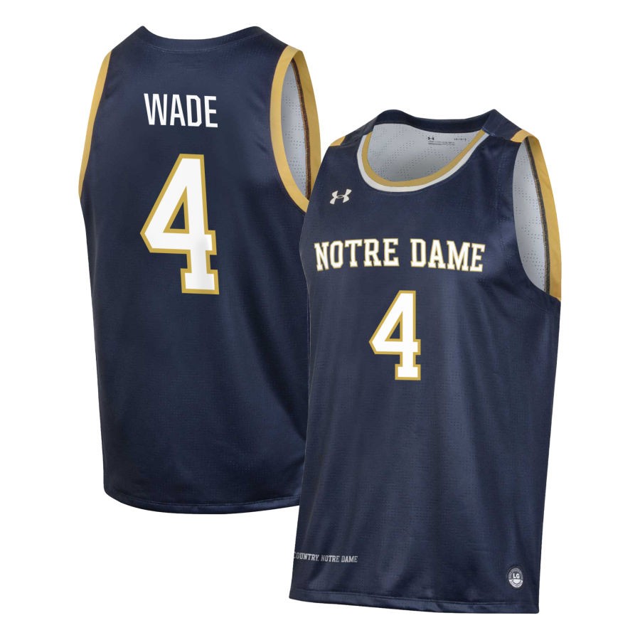 Alex Wade Men's Under Armour Navy Notre Dame Fighting Irish Pick-A-Player NIL Men's Basketball Jersey