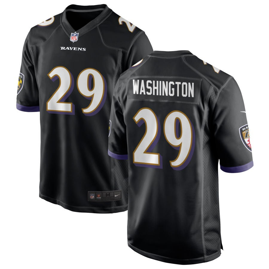 Ar'Darius Washington Youth Nike Black Baltimore Ravens Game Custom Jersey