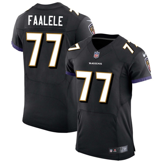 Daniel Faalele Men's Nike Black Baltimore Ravens Speed Machine Elite Custom Jersey