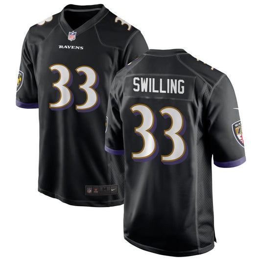 Tre Swilling Men's Nike Black Baltimore Ravens Alternate Custom Game Jersey