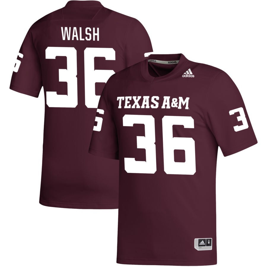 Kyle Walsh Men's adidas Maroon Texas A&M Aggies Pick-A-Player NIL Replica Football Jersey