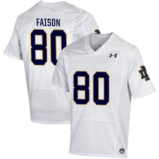 Jordan Faison Men's Under Armour White Notre Dame Fighting Irish Pick-A-Player NIL Replica Football Jersey