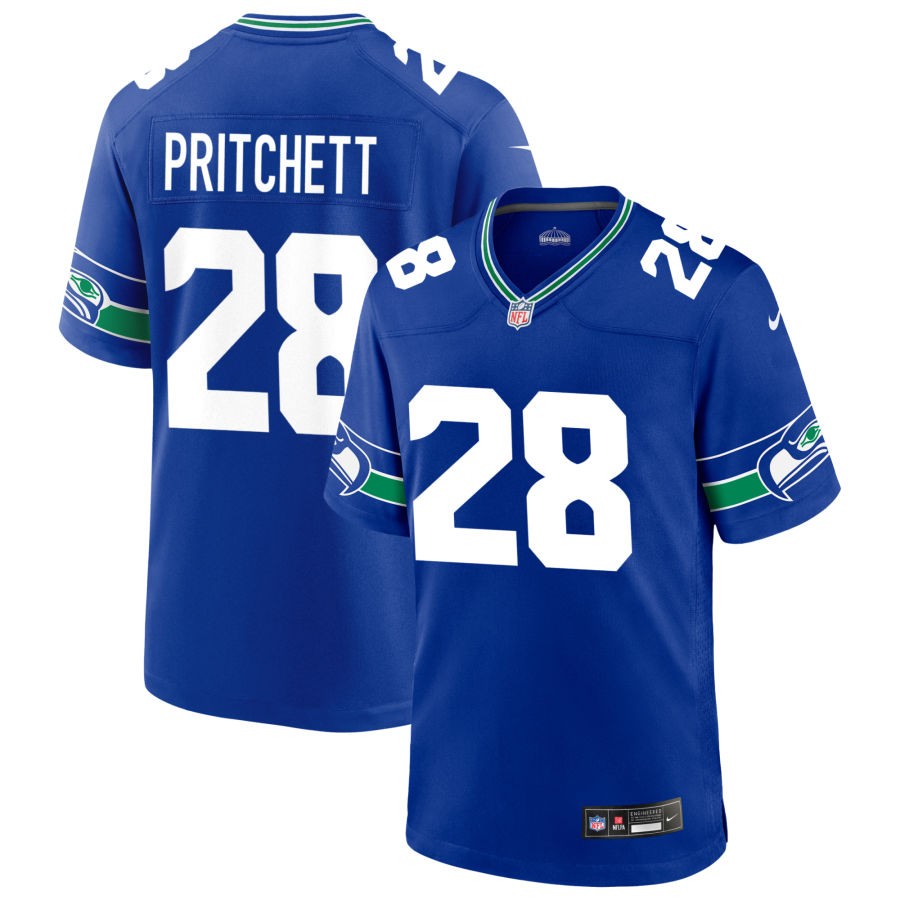 Nehemiah Pritchett Men's Nike Royal Seattle Seahawks Throwback Custom Jersey