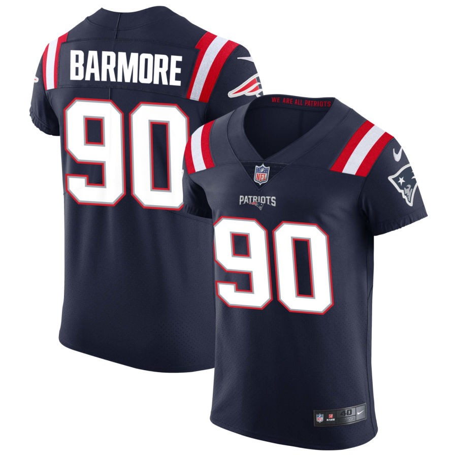 Christian Barmore Men's Nike Navy New England Patriots Vapor Elite Custom Jersey