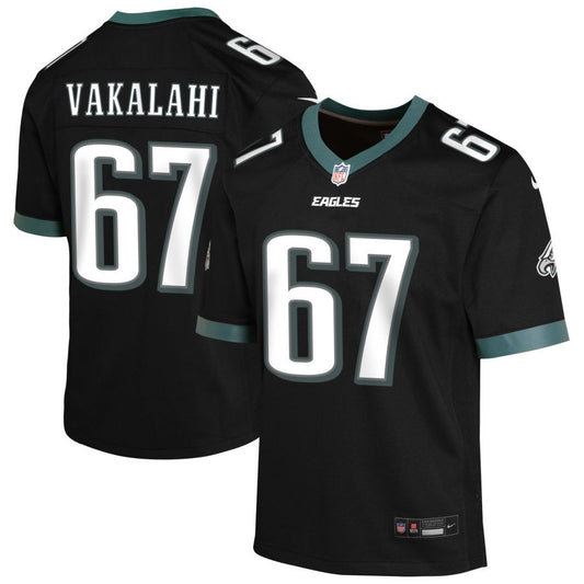 Laekin Vakalahi Youth Nike Black Philadelphia Eagles Alternate Custom Game Jersey