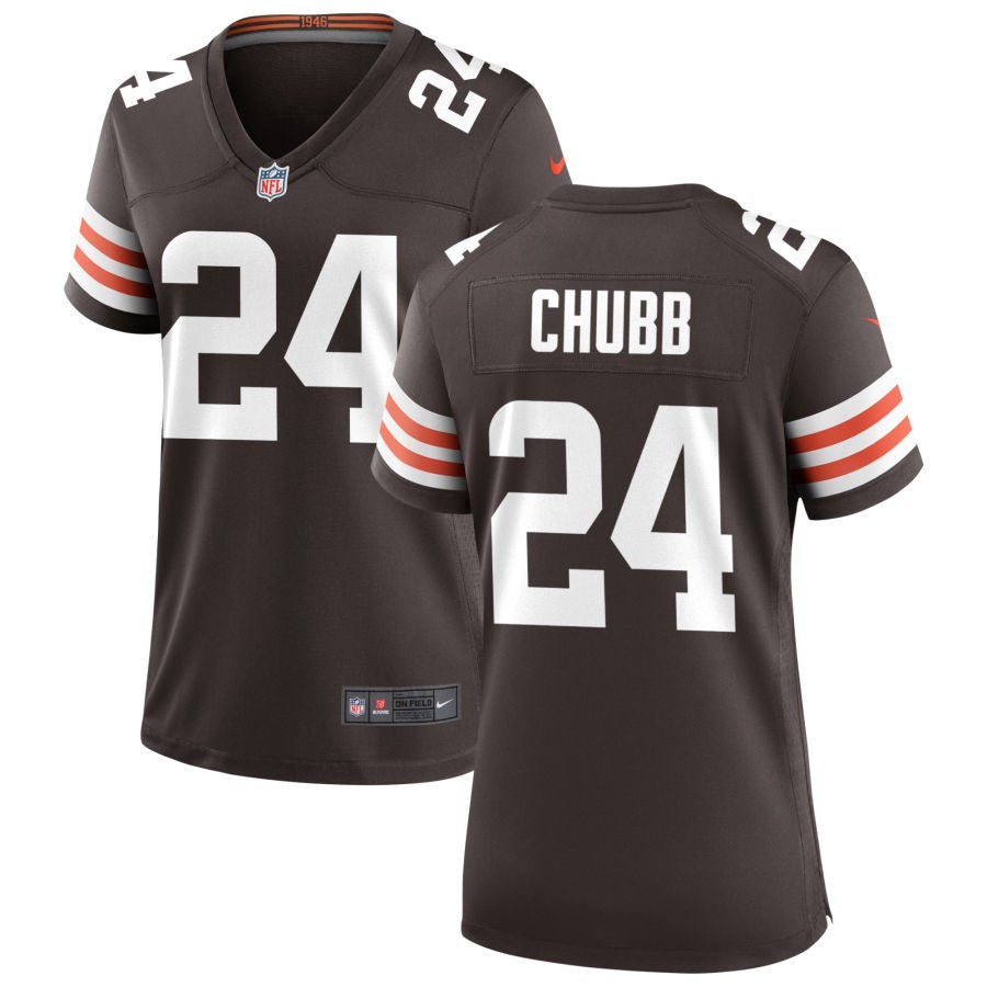 Nick Chubb Women's Nike Cleveland Browns Brown Custom Game Jersey