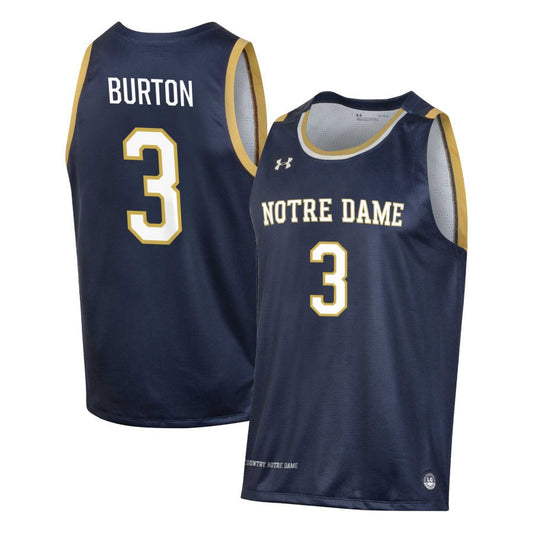 Markus Burton Men's Under Armour Navy Notre Dame Fighting Irish Pick-A-Player NIL Men's Basketball Jersey