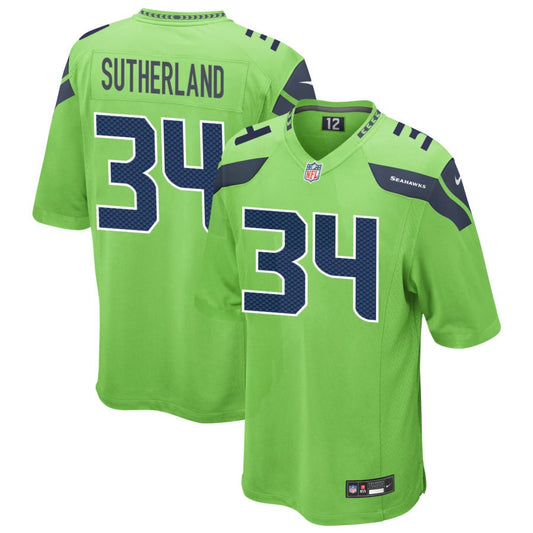 Jonathan Sutherland Men's Nike Neon Green Seattle Seahawks Alternate Custom Game Jersey