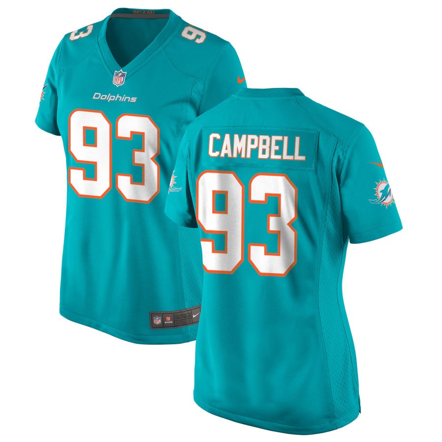 Calais Campbell Women's Nike Aqua Miami Dolphins Custom Game Jersey