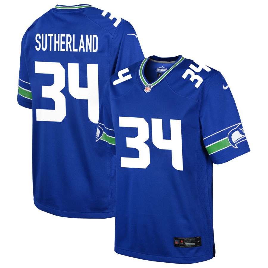 Jonathan Sutherland Youth Nike Royal Seattle Seahawks Throwback Custom Jersey