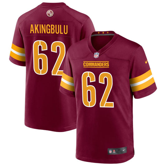 Alex Akingbulu Men's Nike Burgundy Washington Commanders Game Custom Player Jersey