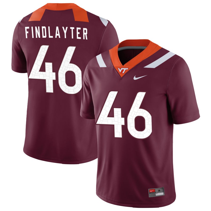 Ishmael Findlayter Men's Nike Maroon Virginia Tech Hokies Pick-A-Player NIL Replica Football Jersey