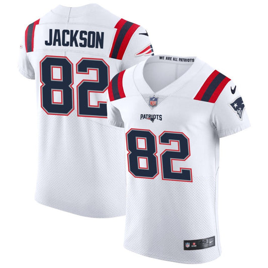 JaQuae Jackson Men's Nike White New England Patriots Vapor Elite Custom Jersey