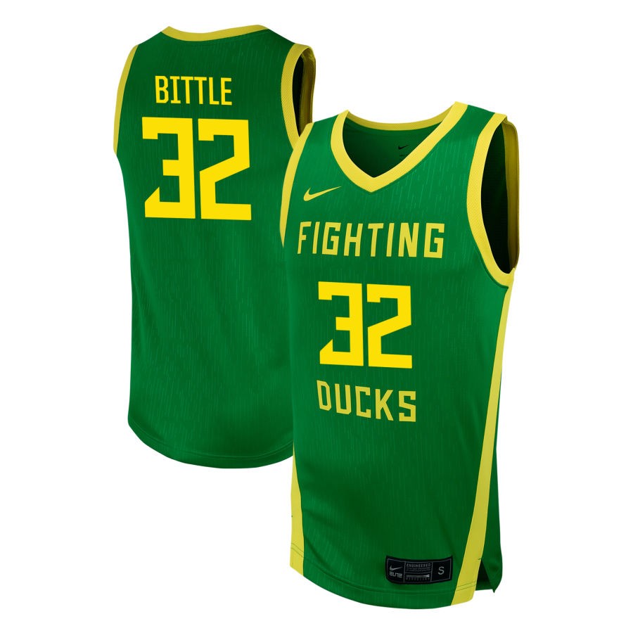 Nate Bittle Men's Nike  Green Oregon Ducks NIL Pick-A-Player Men's Basketball Replica Jersey