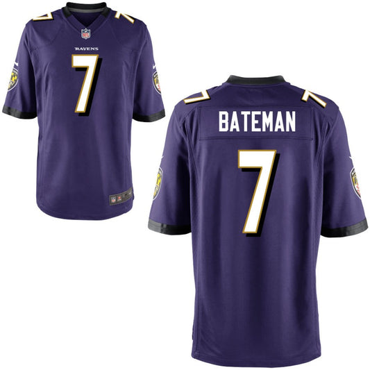 Rashod Bateman Youth Nike Purple Baltimore Ravens Custom Game Jersey