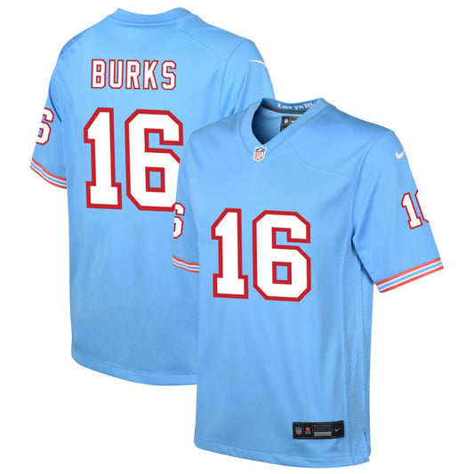 Treylon Burks Youth Nike Light Blue Tennessee Titans Oilers Throwback Custom Game Jersey