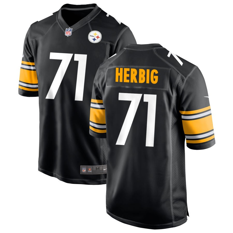 Nate Herbig Men's Nike Black Pittsburgh Steelers Custom Game Jersey