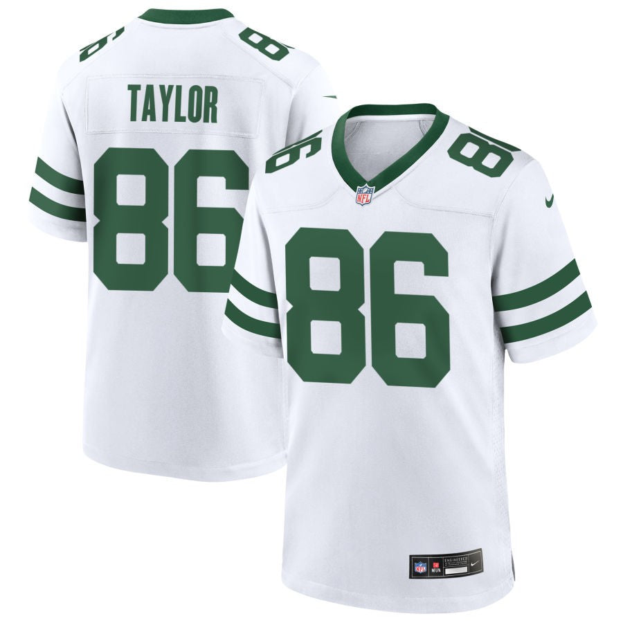 Malik Taylor Men's Nike  Legacy White New York Jets Custom Game Jersey