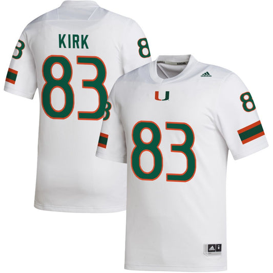 Shemar Kirk Men's adidas White Miami Hurricanes Pick-A-Player NIL Replica Football Jersey