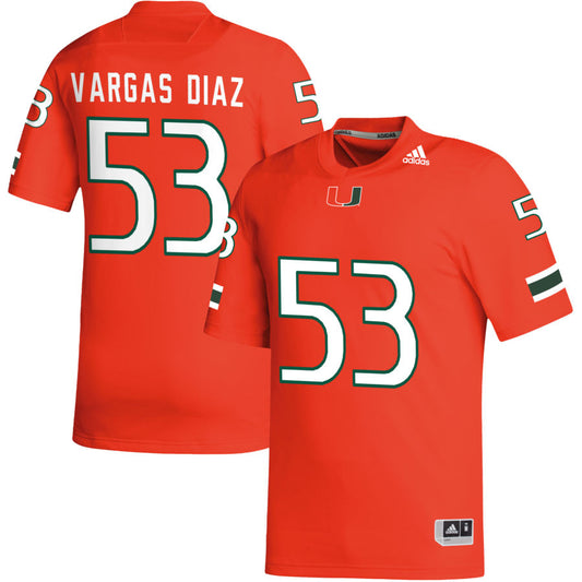 Lucas Vargas Diaz Men's adidas Orange Miami Hurricanes Pick-A-Player NIL Replica Football Jersey