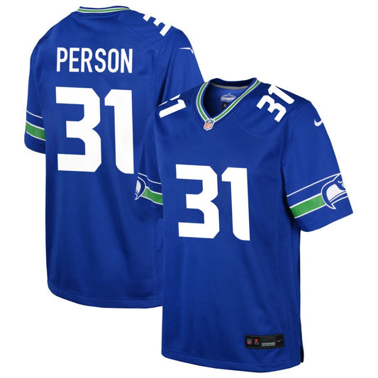 Ricky Person Youth Nike Royal Seattle Seahawks Throwback Custom Jersey