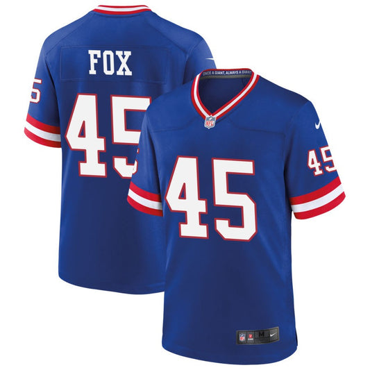 Tomon Fox Men's Nike Royal New York Giants Classic Custom Game Jersey