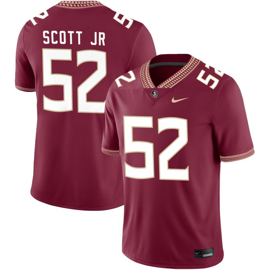 Robert Scott Jr Men's Nike Garnet Florida State Seminoles 2023 Pick-A-Player NIL Football Game Jersey