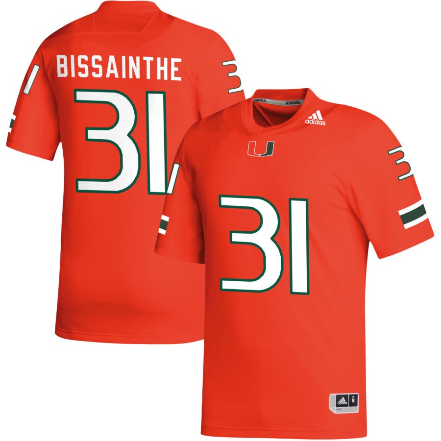 Wesley Bissainthe Men's adidas Orange Miami Hurricanes Pick-A-Player NIL Replica Football Jersey