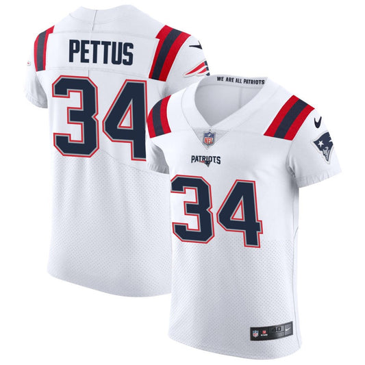 Dell Pettus Men's Nike White New England Patriots Vapor Elite Custom Jersey