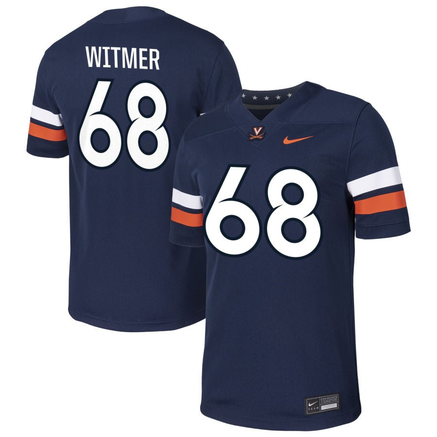 Jack Witmer Men's Nike  Navy Virginia Cavaliers Pick-A-Player NIL Football Game Jersey