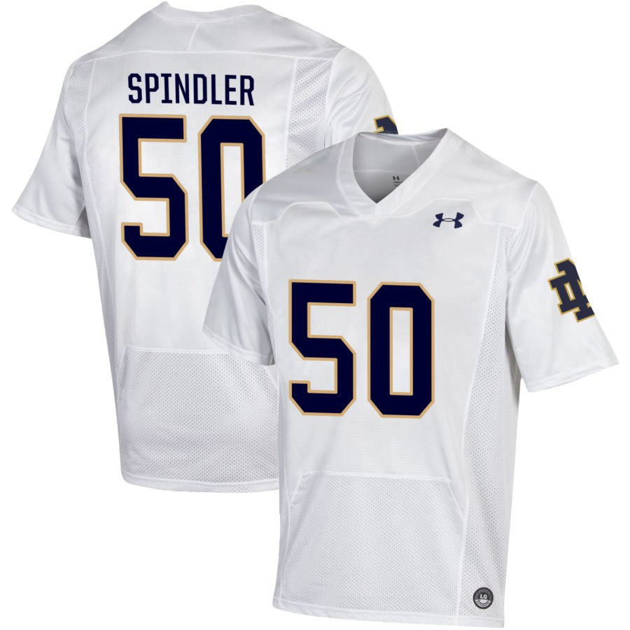 Rocco Spindler Men's Under Armour White Notre Dame Fighting Irish Pick-A-Player NIL Replica Football Jersey