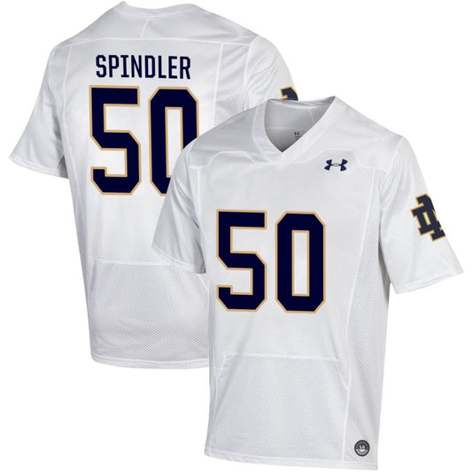 Rocco Spindler Men's Under Armour White Notre Dame Fighting Irish Pick-A-Player NIL Replica Football Jersey