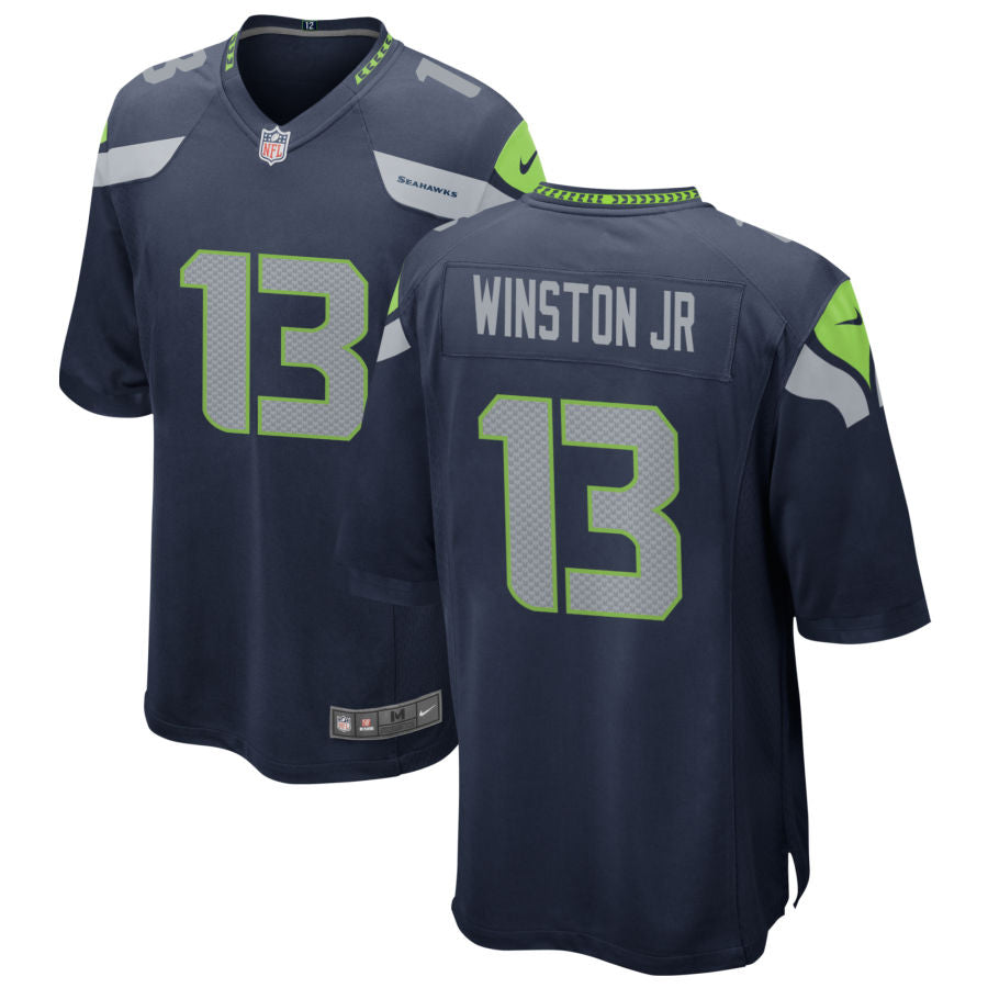 Easop Winston Jr Men's Nike College Navy Seattle Seahawks Custom Game Jersey