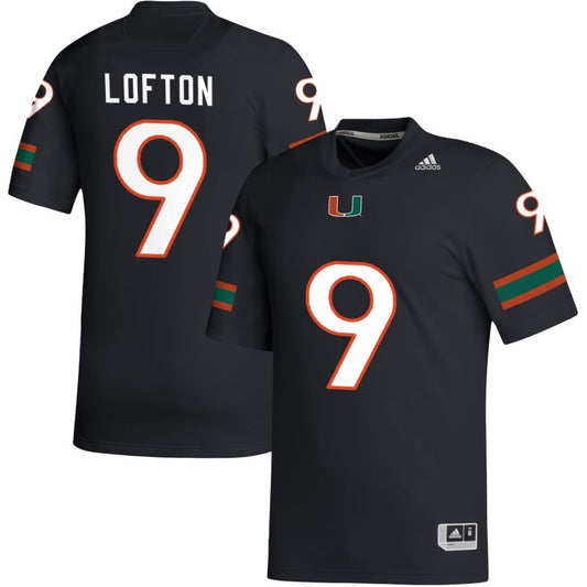 Elija Lofton Men's adidas Black Miami Hurricanes Pick-A-Player NIL Replica Football Jersey