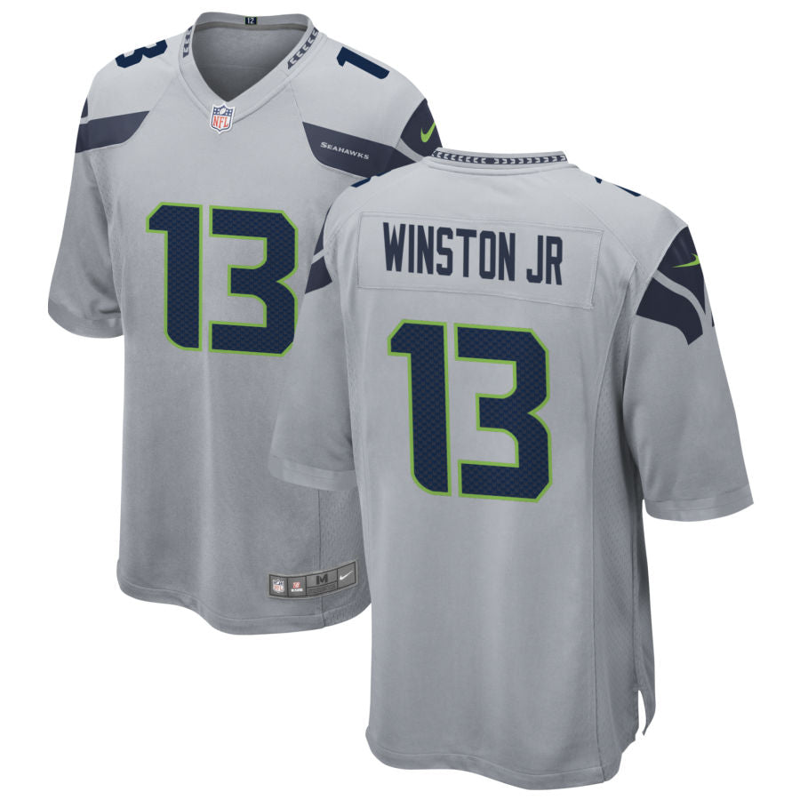 Easop Winston Jr Men's Nike Gray Seattle Seahawks Alternate Custom Game Jersey