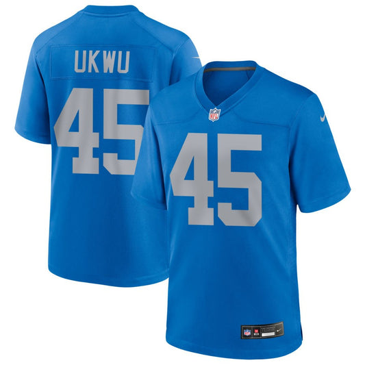 Isaac Ukwu Men's Nike Blue Detroit Lions Alternate Custom Game Jersey