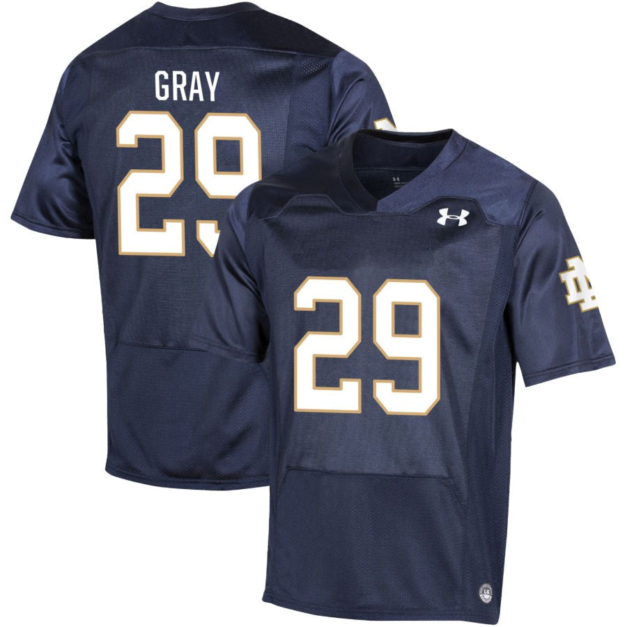 Christian Gray Men's Under Armour Navy Notre Dame Fighting Irish Pick-A-Player NIL Replica Football Jersey