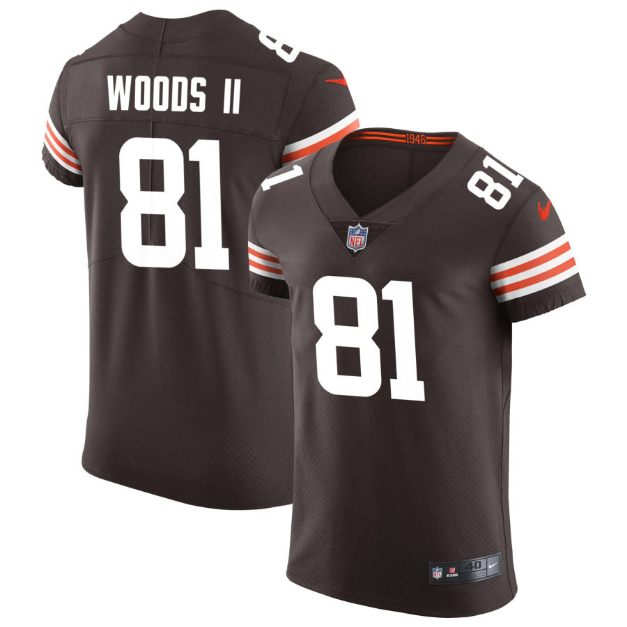 Michael Woods II Men's Nike Brown Cleveland Browns Vapor Elite Custom Jersey