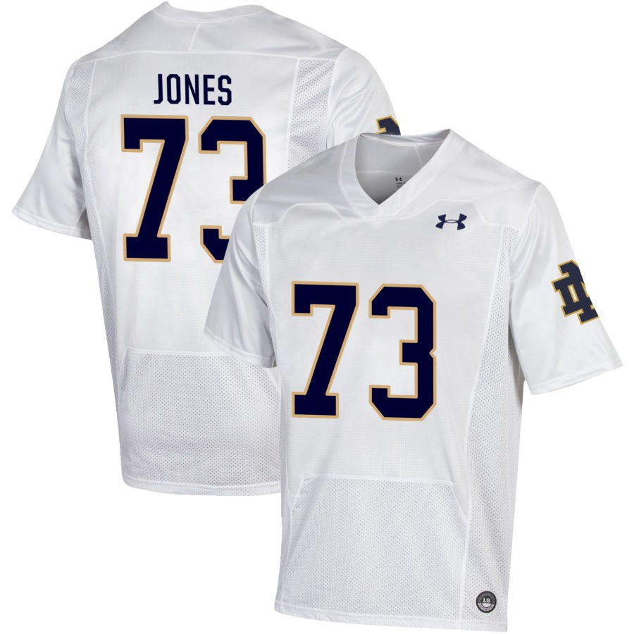 Peter Jones Men's Under Armour White Notre Dame Fighting Irish Pick-A-Player NIL Replica Football Jersey