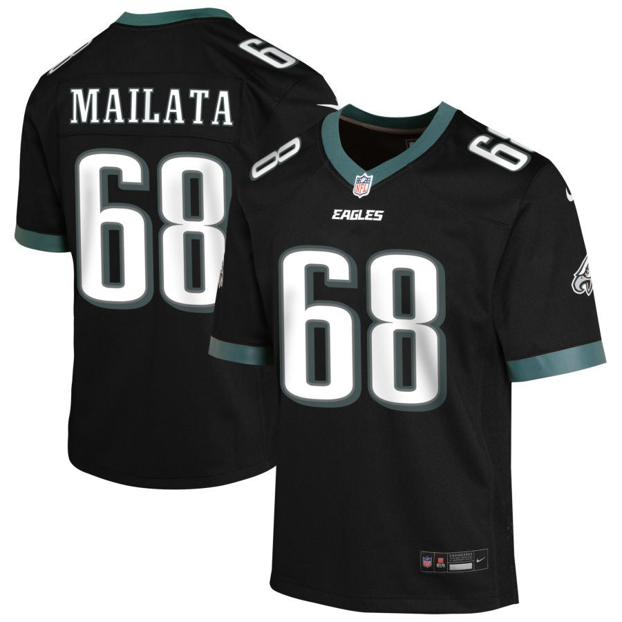 Jordan Mailata Youth Nike Black Philadelphia Eagles Alternate Custom Game Jersey