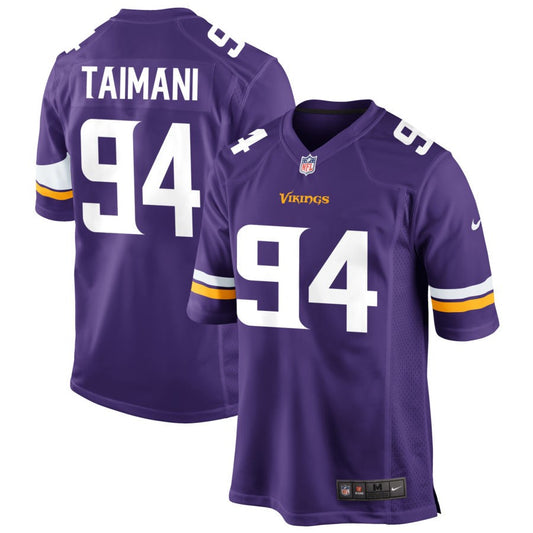 Taki Taimani Men's Nike Purple Minnesota Vikings Custom Game Jersey