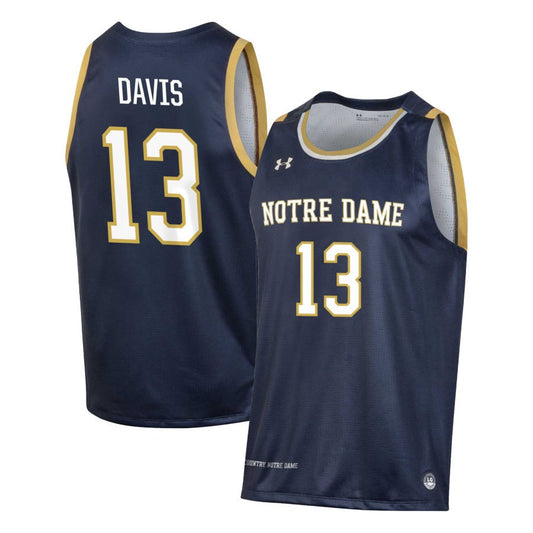 Tae Davis Men's Under Armour Navy Notre Dame Fighting Irish Pick-A-Player NIL Men's Basketball Jersey