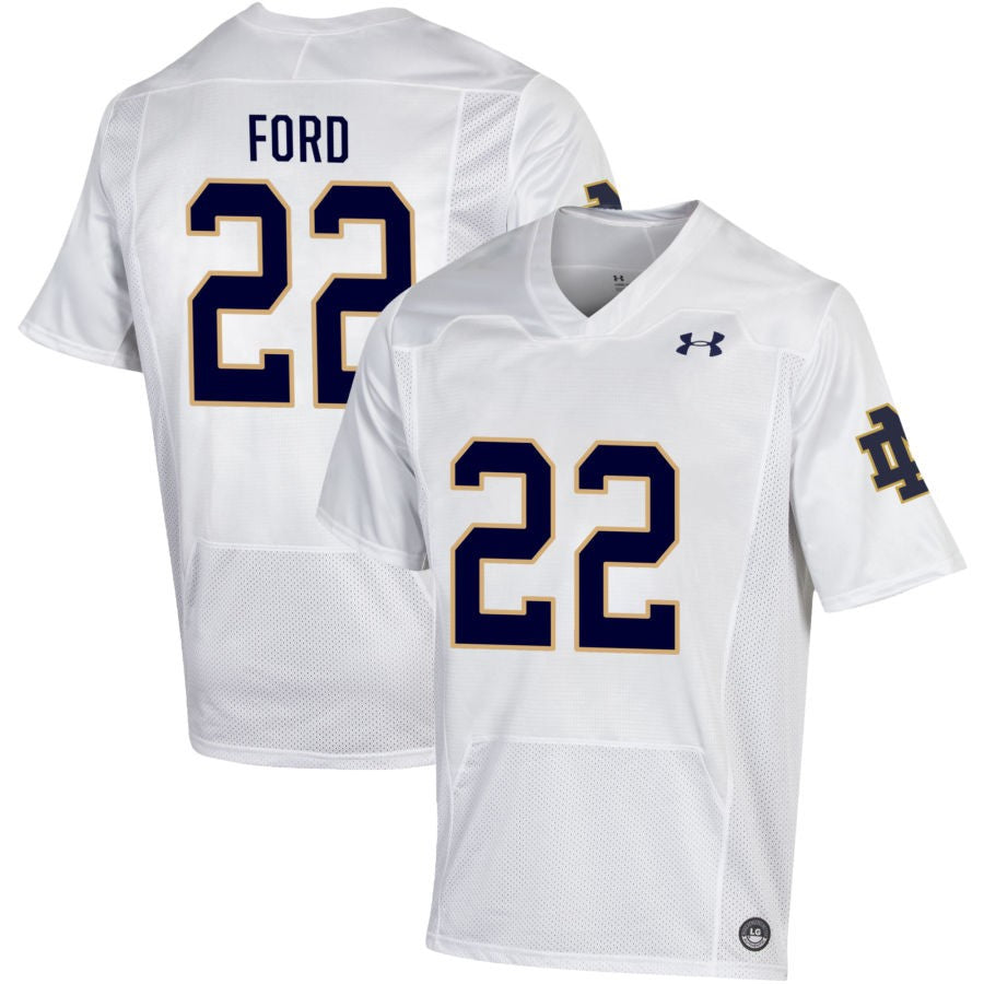 Devyn Ford Men's Under Armour White Notre Dame Fighting Irish Pick-A-Player NIL Replica Football Jersey