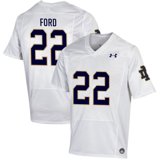 Devyn Ford Men's Under Armour White Notre Dame Fighting Irish Pick-A-Player NIL Replica Football Jersey