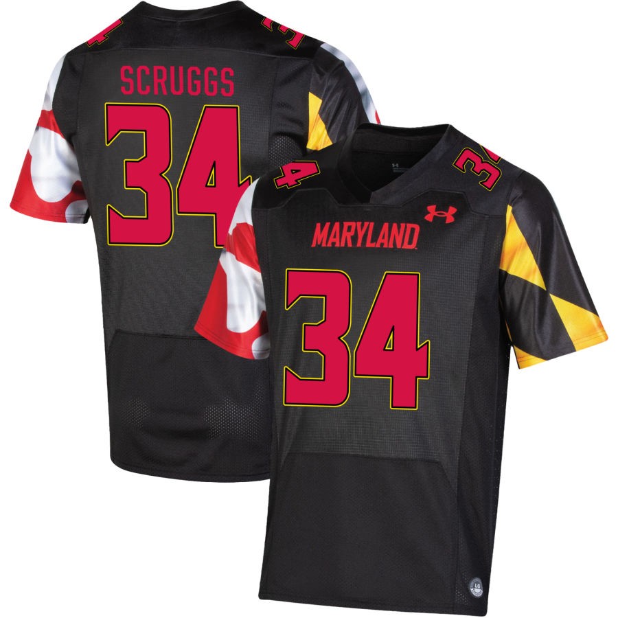 Lavain Scruggs Men's Under Armour Black Maryland Terrapins Pick-A-Player NIL Replica Football Jersey