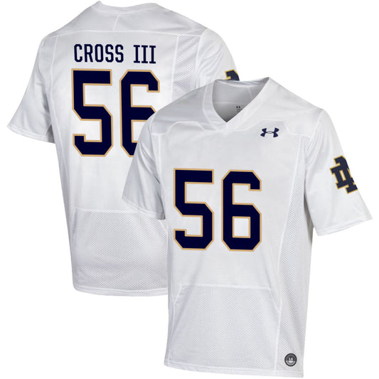 Howard Cross III Men's Under Armour White Notre Dame Fighting Irish Pick-A-Player NIL Replica Football Jersey