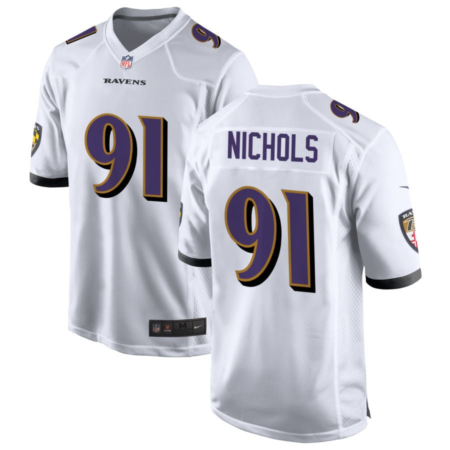 Rayshad Nichols Men's Nike White Baltimore Ravens Custom Game Jersey