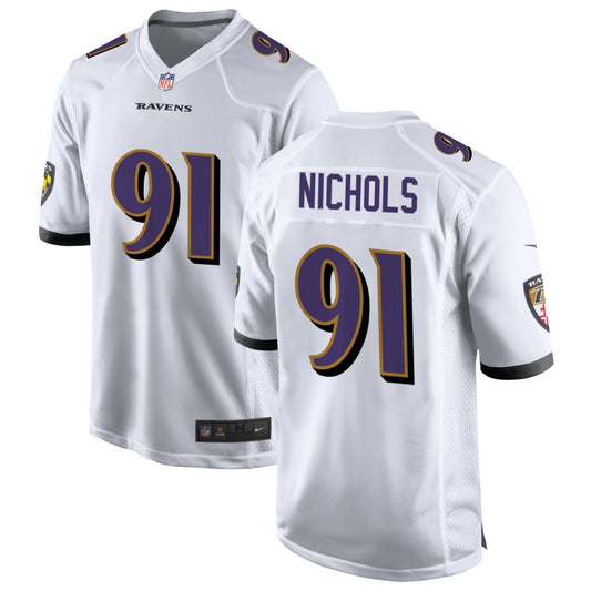 Rayshad Nichols Men's Nike White Baltimore Ravens Custom Game Jersey