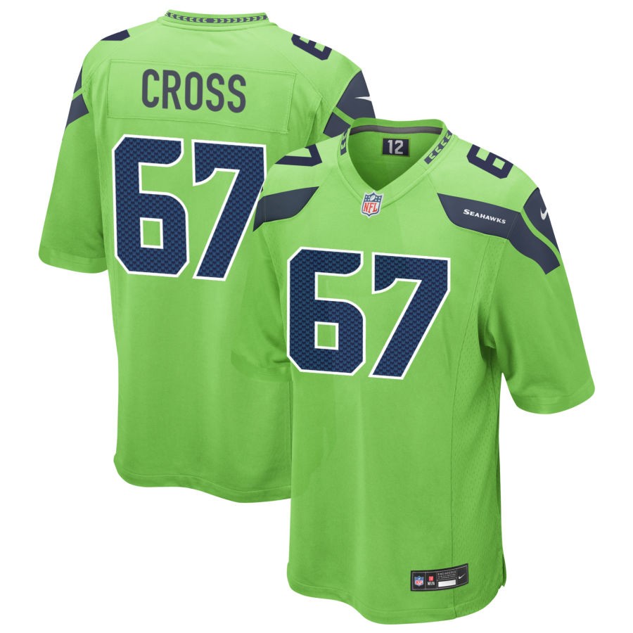 Charles Cross Men's Nike Neon Green Seattle Seahawks Alternate Custom Game Jersey