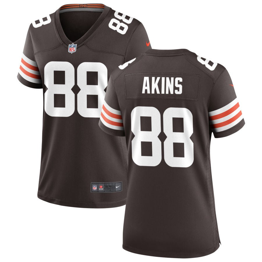 Jordan Akins Women's Nike Cleveland Browns Brown Custom Game Jersey